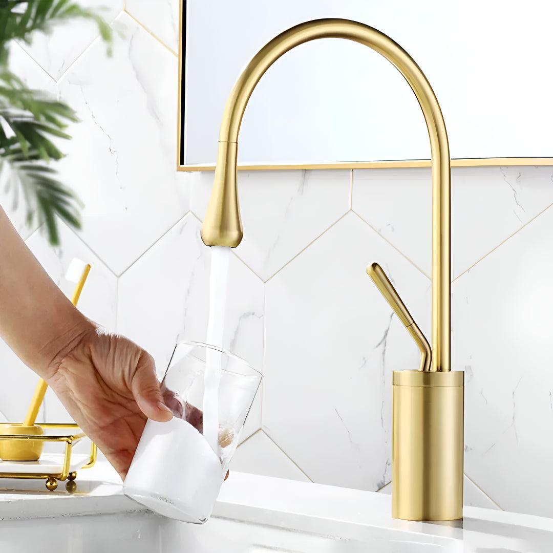 Bathroom Basin Mixer Faucet With Single Lever Gooseneck Spout