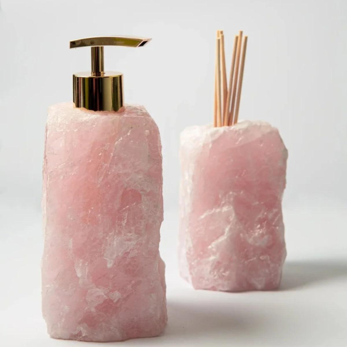 Bathroom Hand Soap Dispenser With Gemstone Geode Base