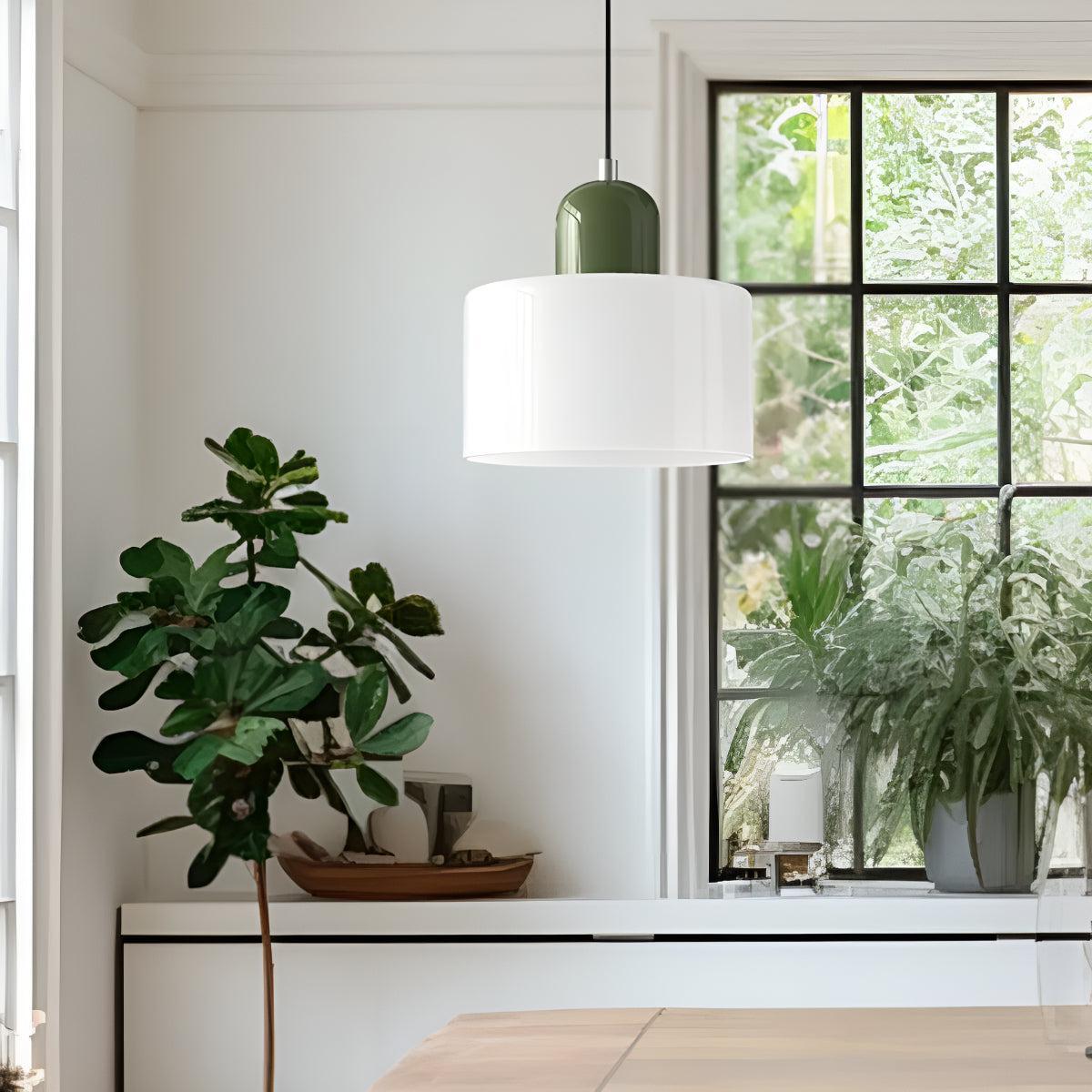 Bauhaus Styled Pendant Lighting With Decorative Hanging Glass Shade