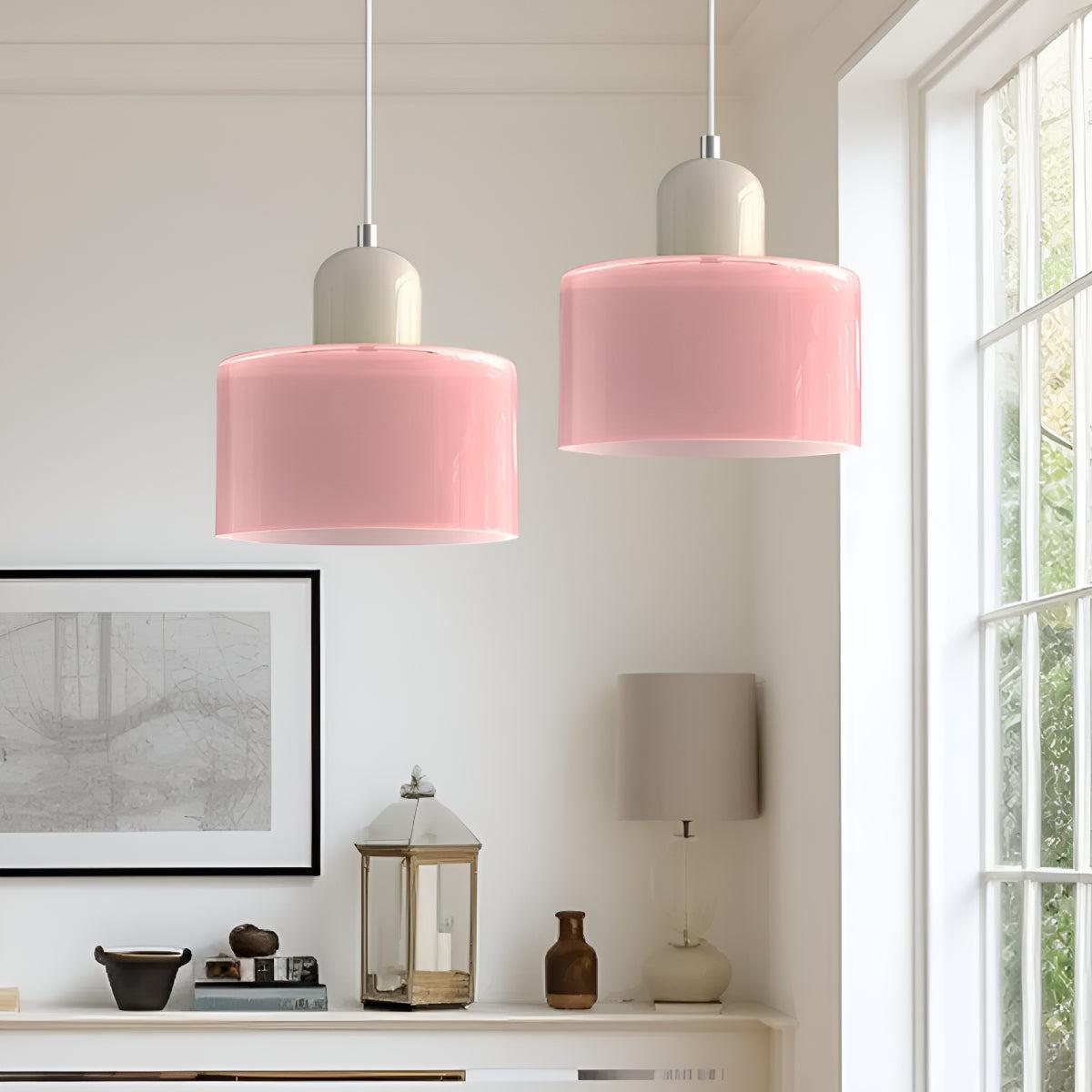 Bauhaus Styled Pendant Lighting With Decorative Hanging Glass Shade