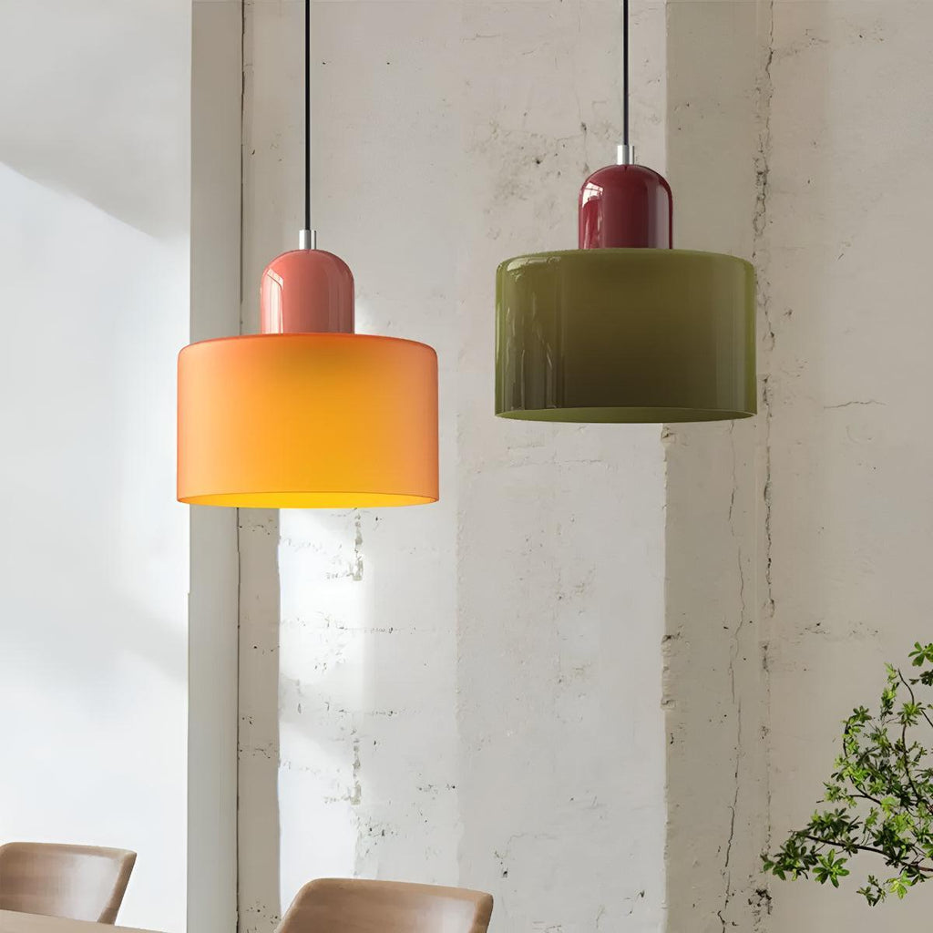 Bauhaus Styled Pendant Lighting With Decorative Hanging Glass Shade