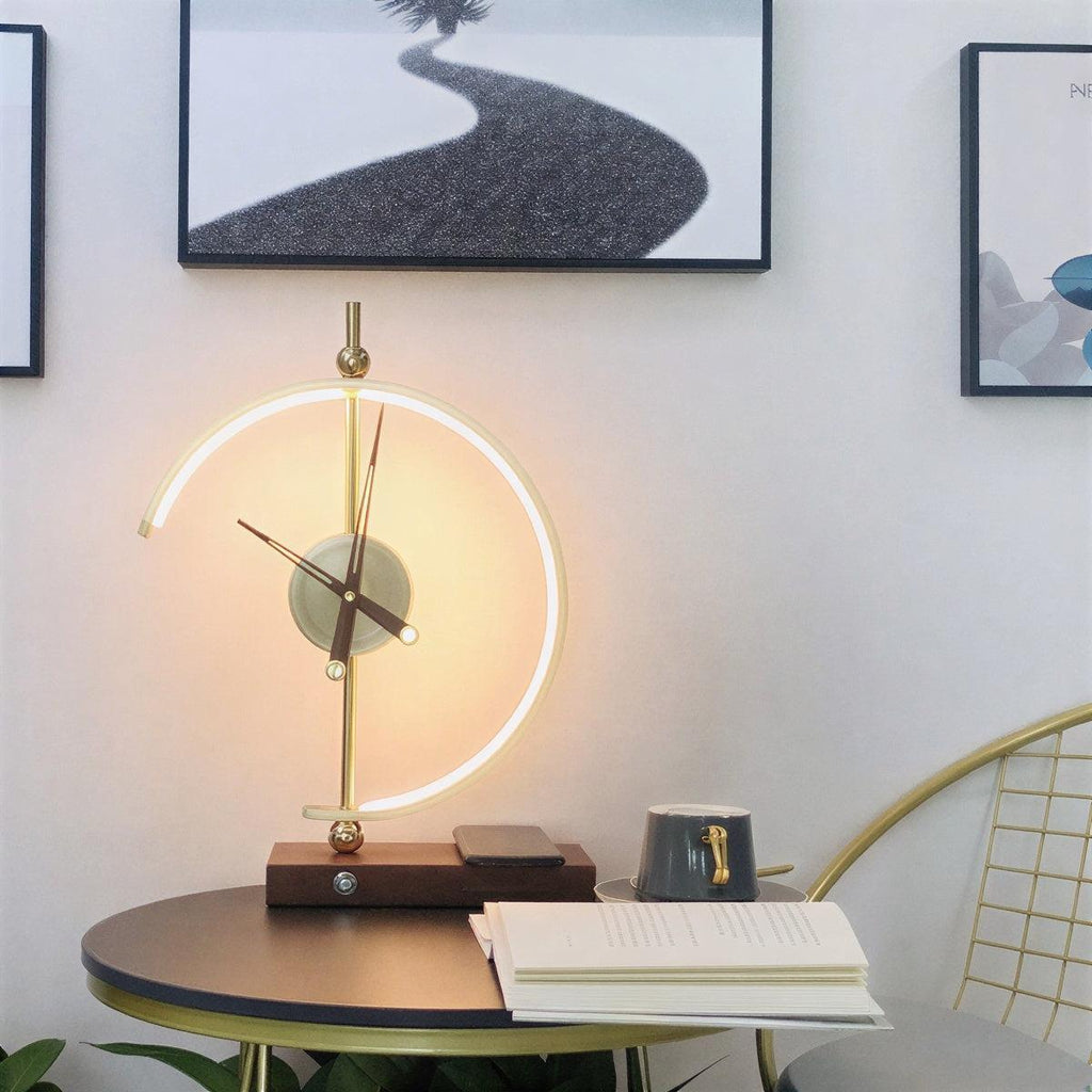 Bedside Clock Table Lamp With Integrated Wireless Phone Charging Station