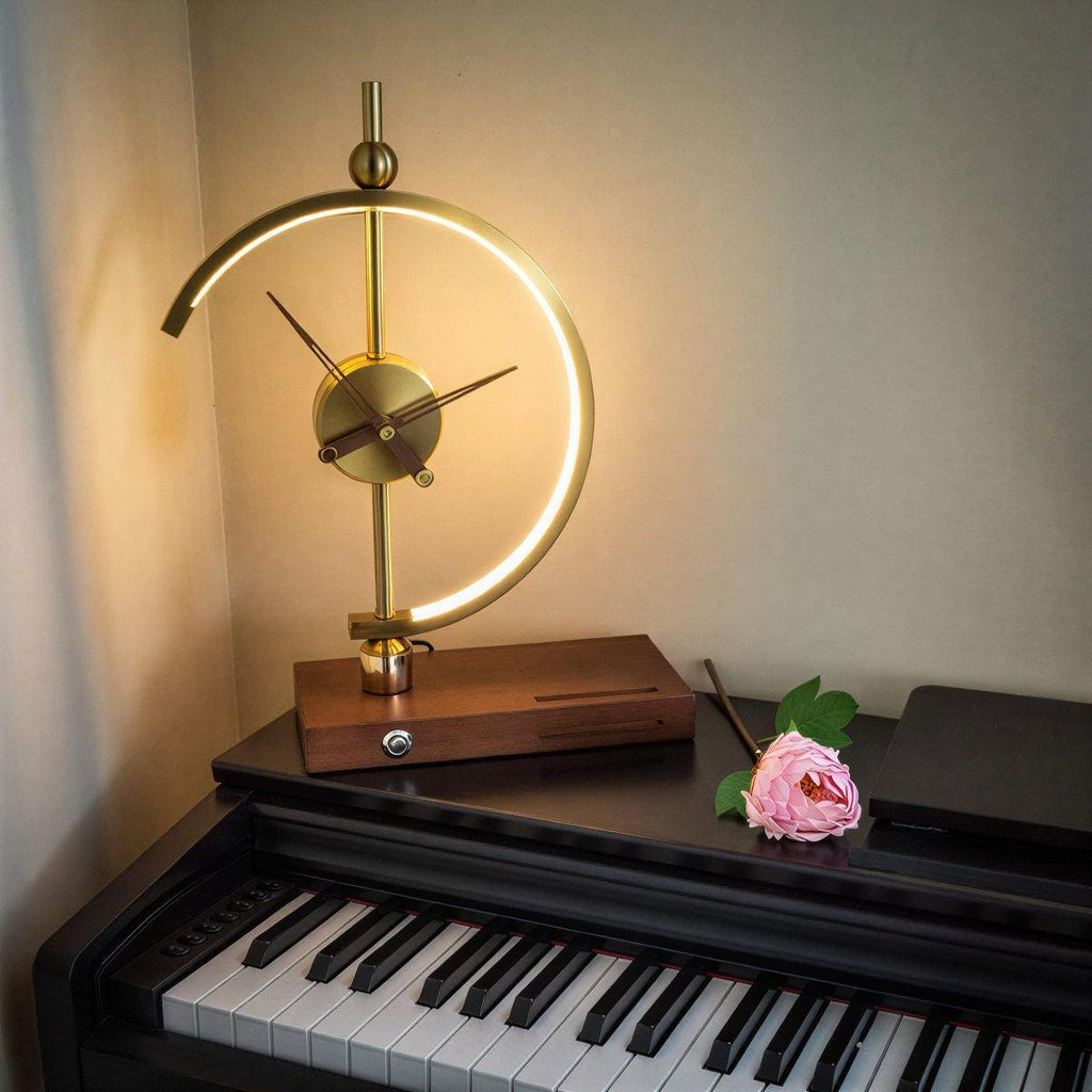 Bedside Clock Table Lamp With Integrated Wireless Phone Charging Station