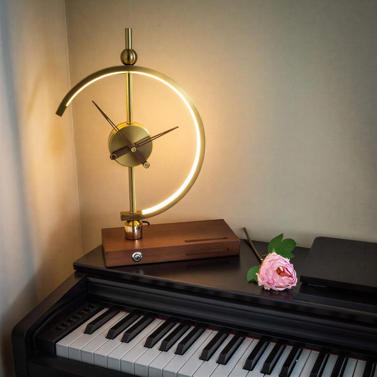 Bedside Clock Table Lamp With Integrated Wireless Phone Charging Station