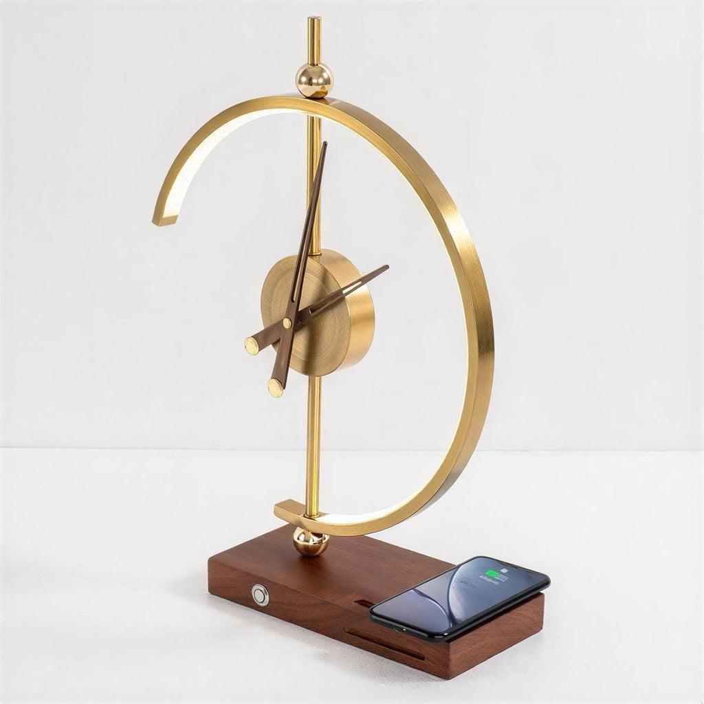 Bedside Clock Table Lamp With Integrated Wireless Phone Charging Station