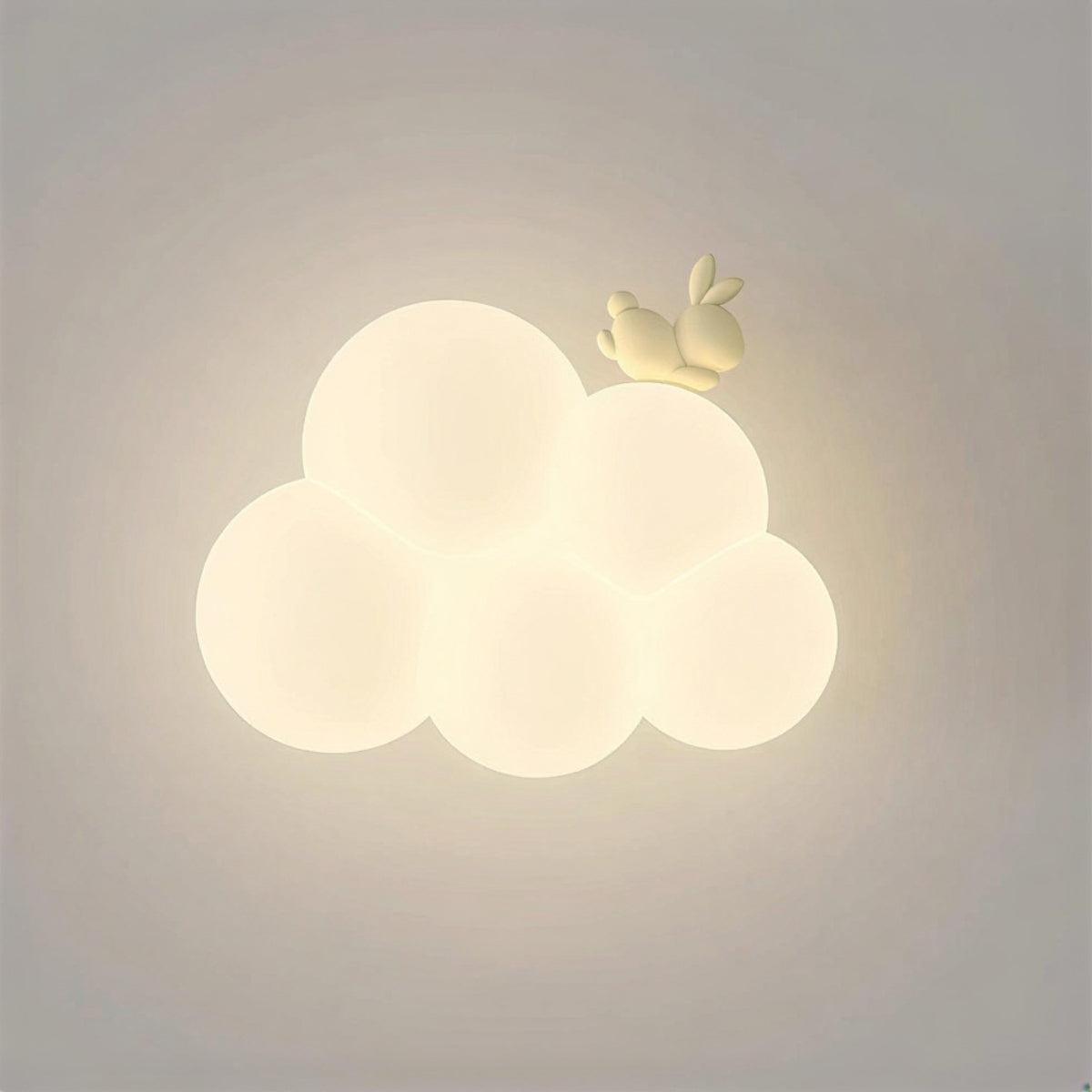 Bubbly Cloud Wall Sconce Light With Night Light Design For Childrens Nursery