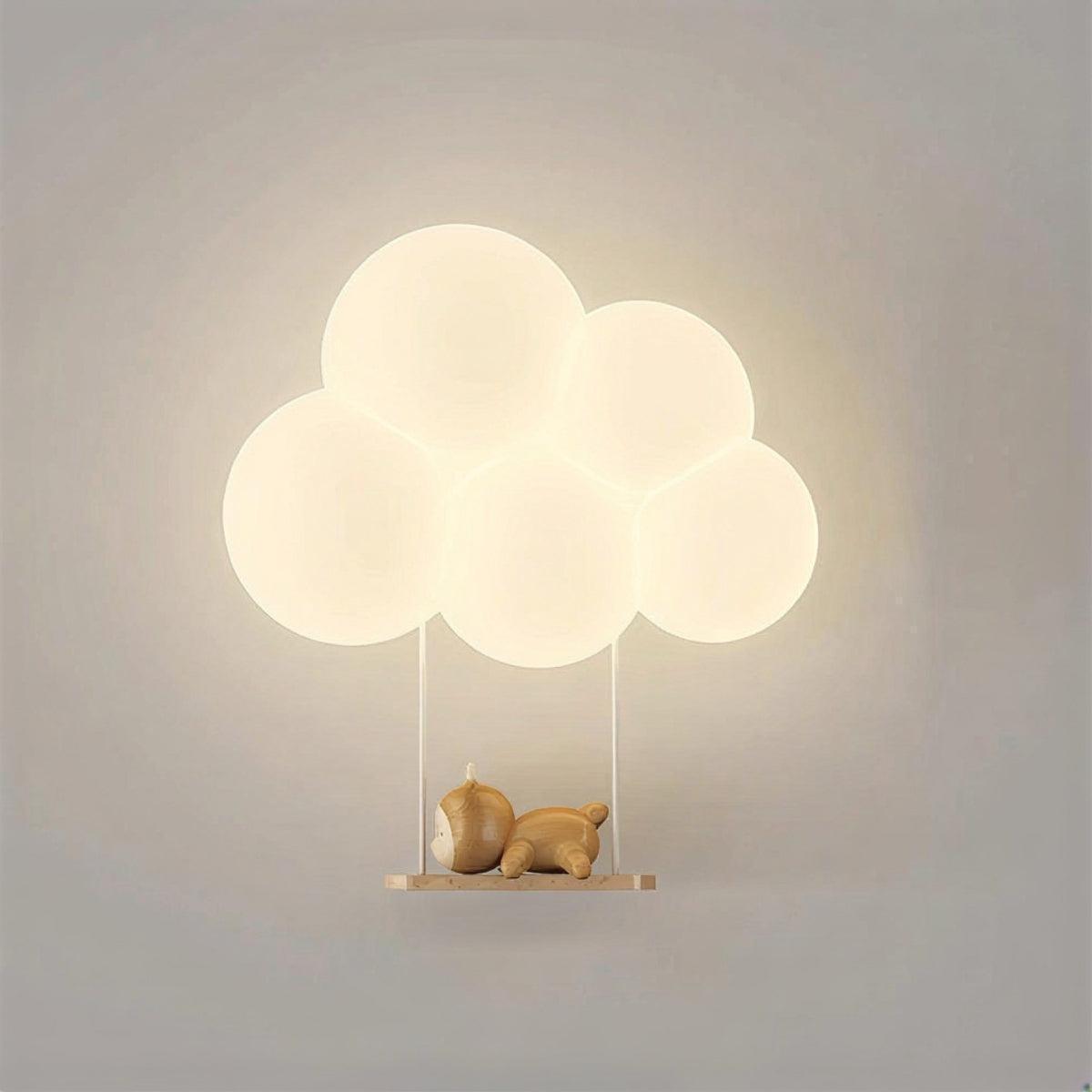 Bubbly Cloud Wall Sconce Light With Night Light Design For Childrens Nursery