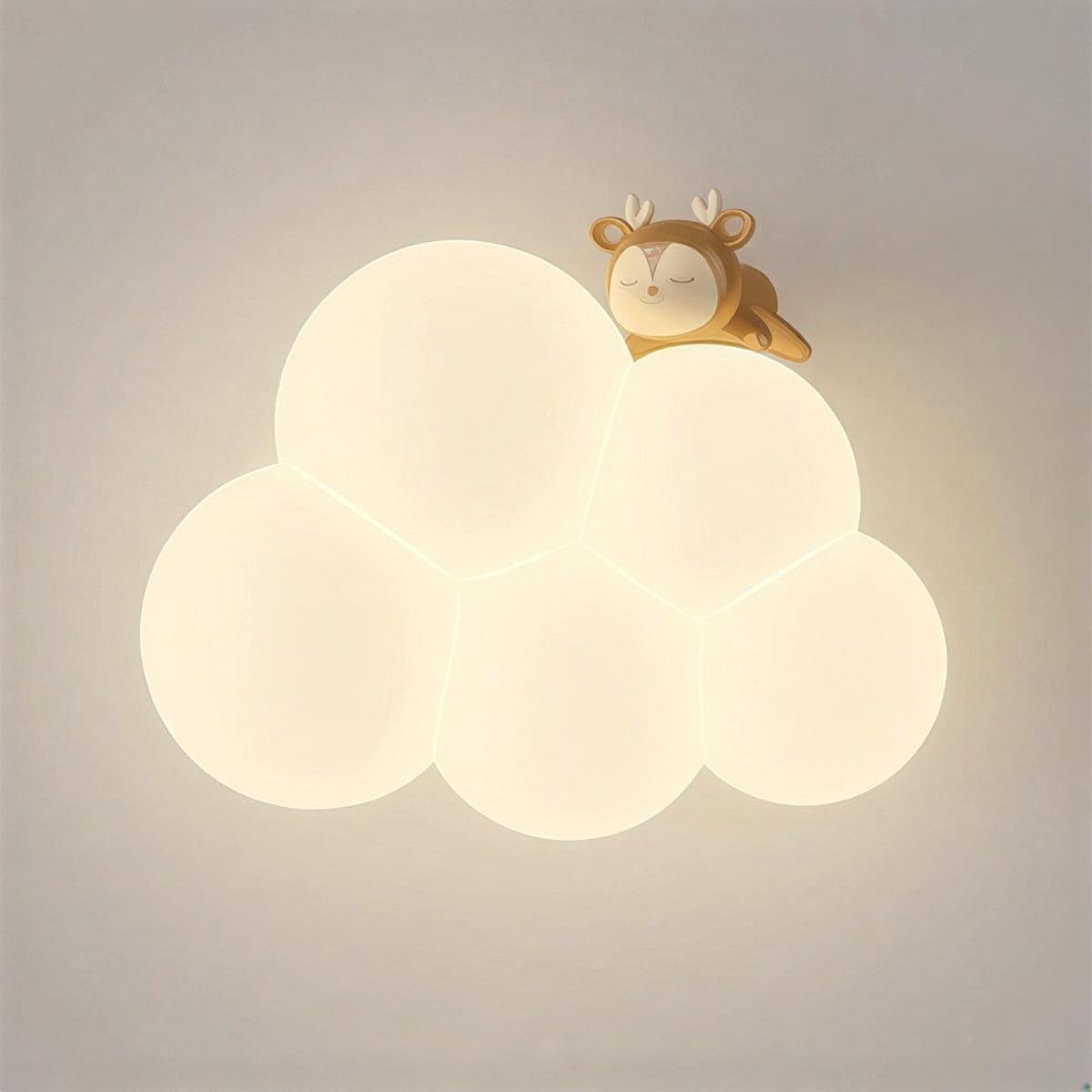 Bubbly Cloud Wall Sconce Light With Night Light Design For Childrens Nursery