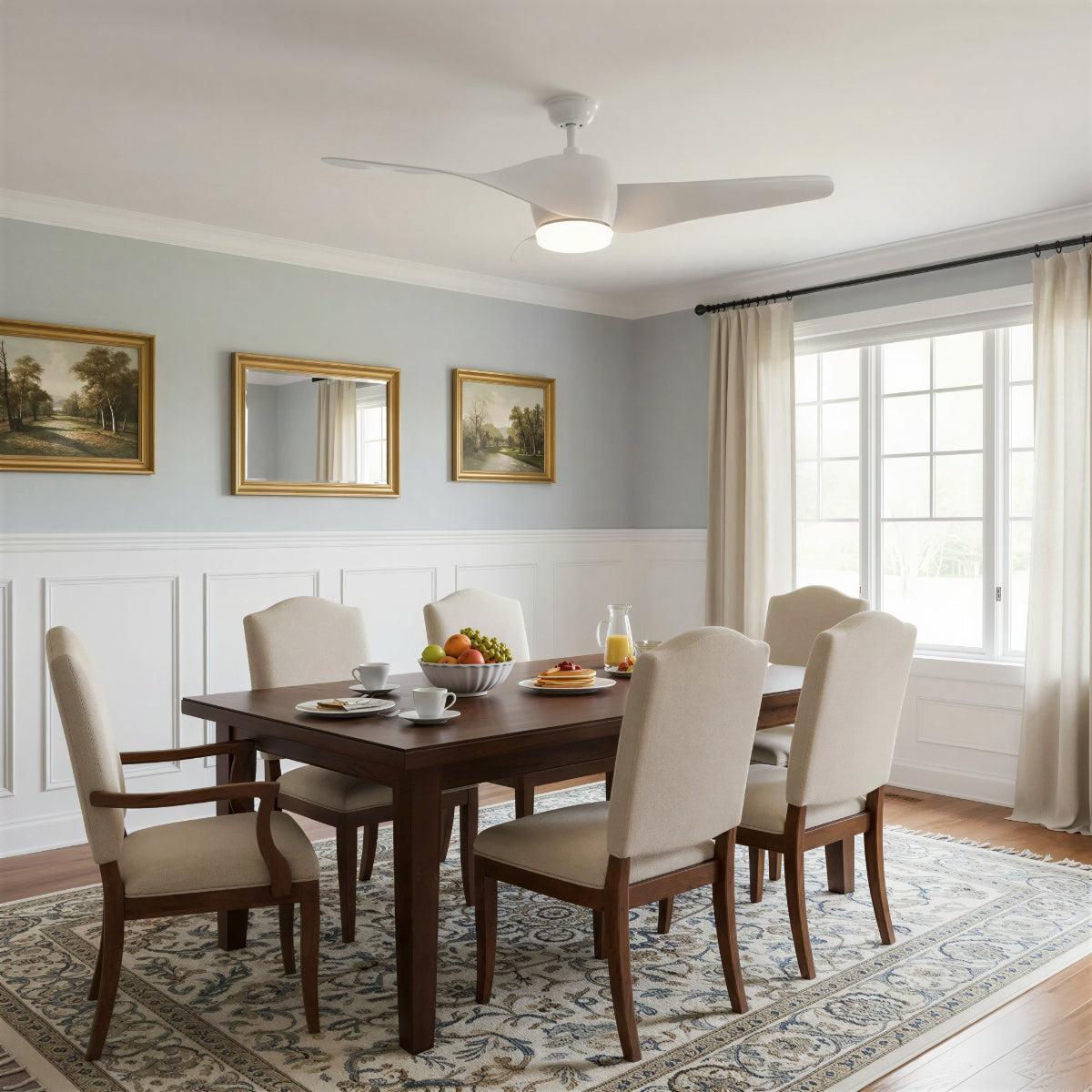 Ceiling Fan Light With Twisted Curved Wooden Blades