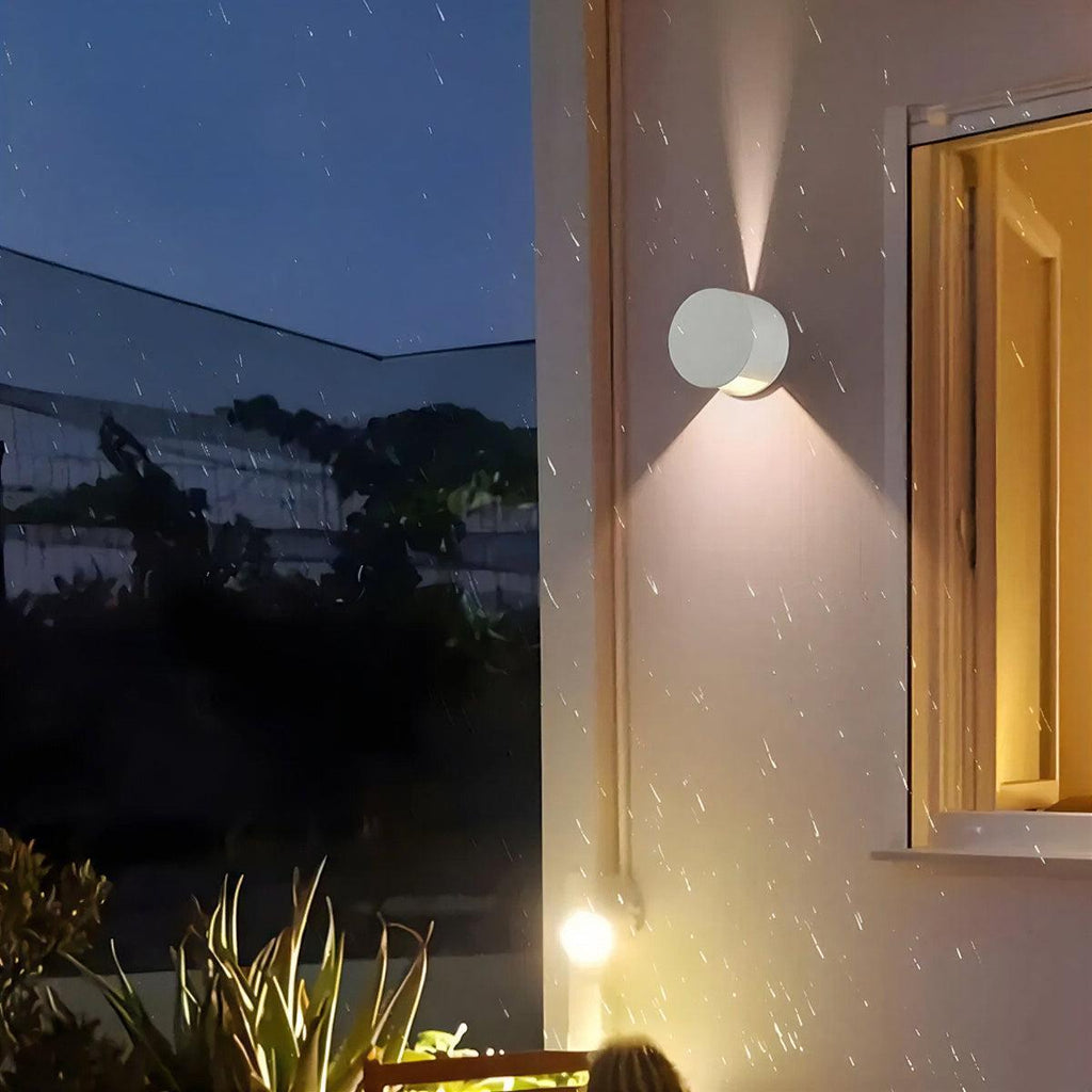 Circular Round Exterior Outdoor Wall Light With Up Down Beam Effect