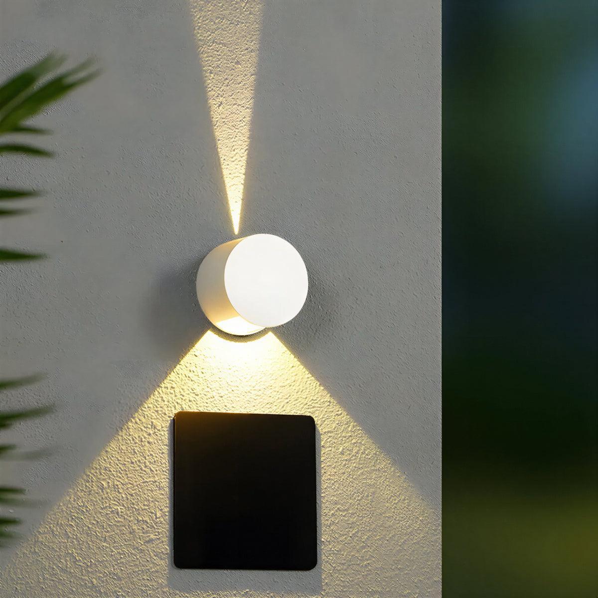 Circular Round Exterior Outdoor Wall Light With Up Down Beam Effect