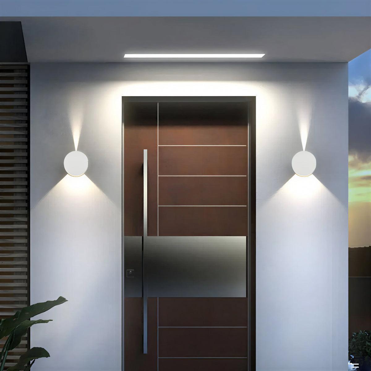 Circular Round Exterior Outdoor Wall Light With Up Down Beam Effect