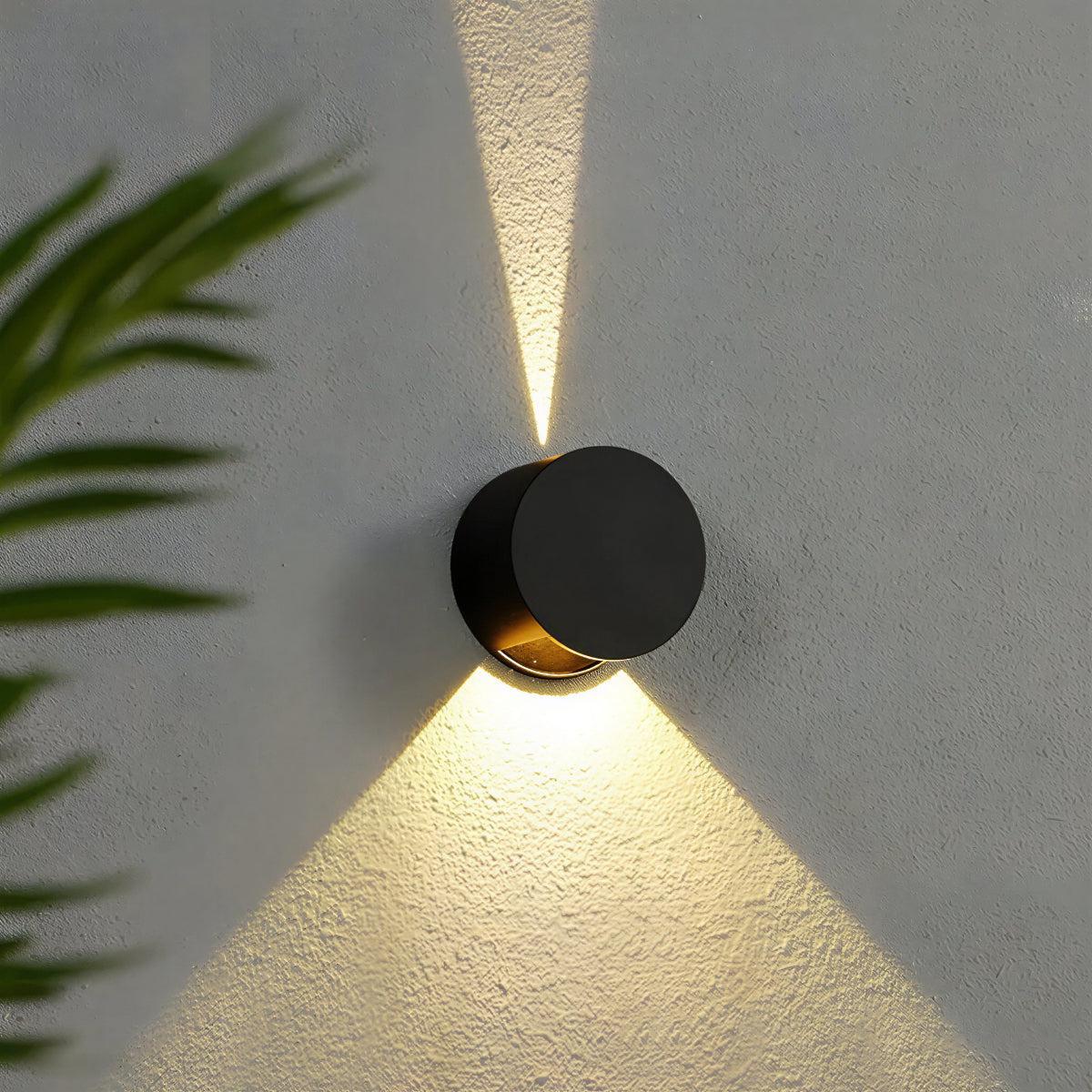 Circular Round Exterior Outdoor Wall Light With Up Down Beam Effect