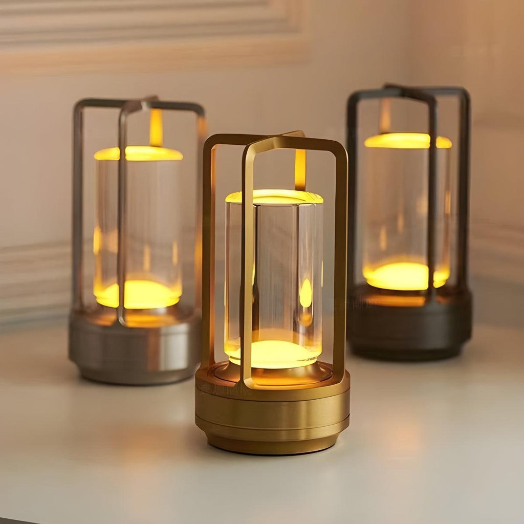 Clear Crystal Table Lamp With Rechargeable Battery And Touch Sensor
