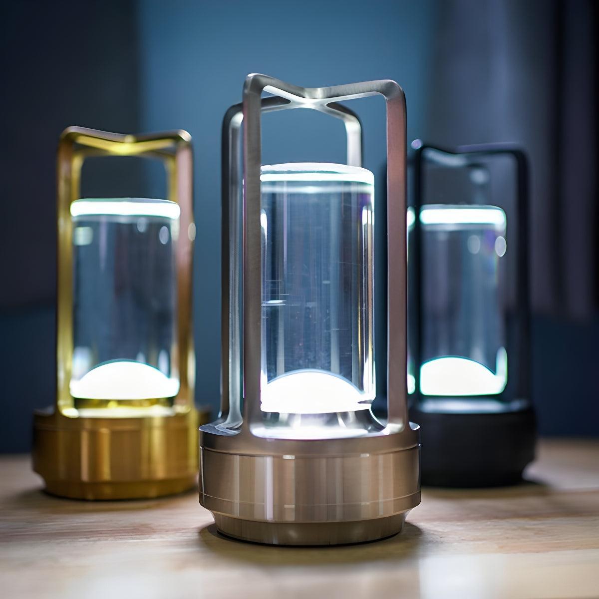 Clear Crystal Table Lamp With Rechargeable Battery And Touch Sensor