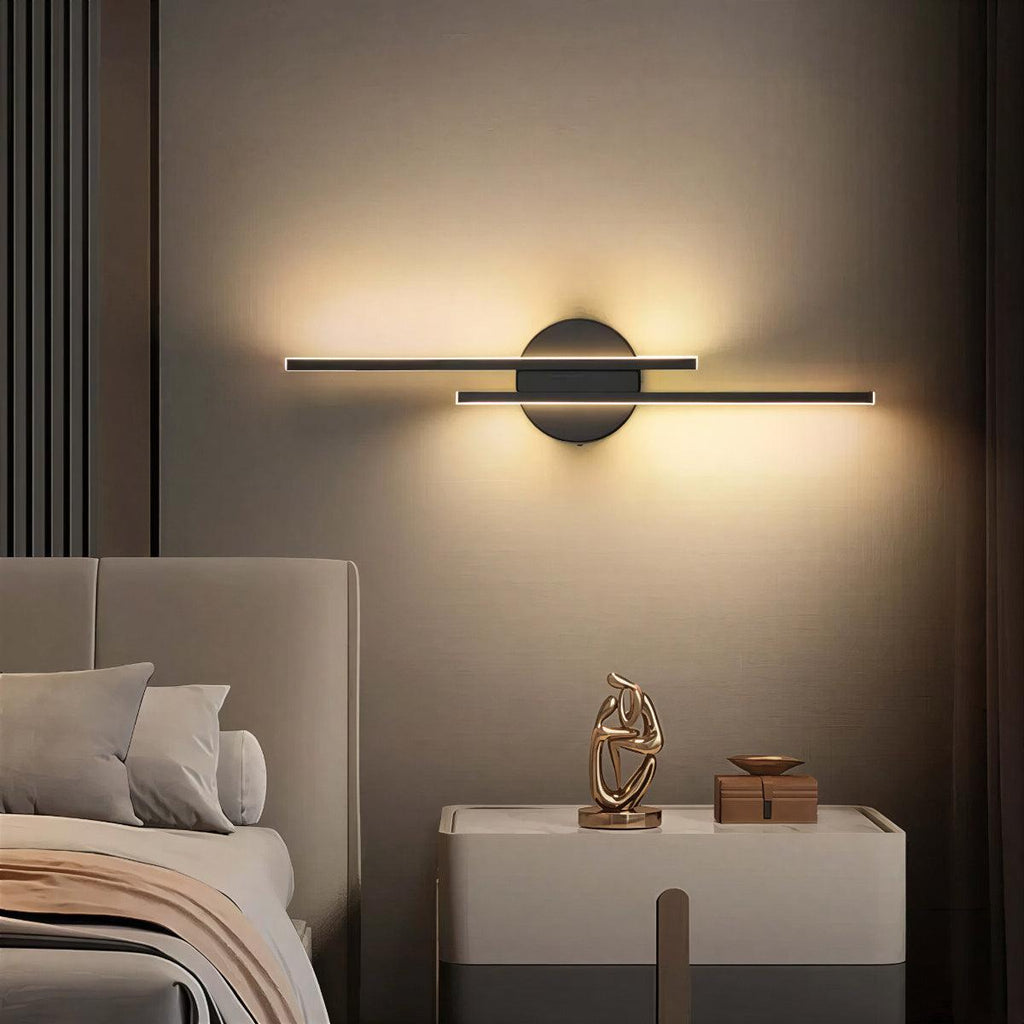 Contemporary Decorative Nordic Bedroom Wall Lighting With Vertical Linear Disc Design