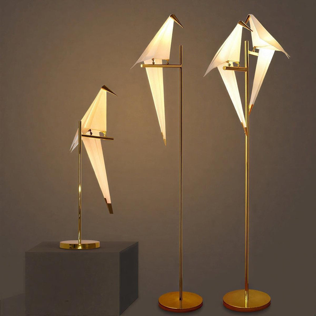 Contemporary Lamp With Magnetic Origami Bird Sculpture