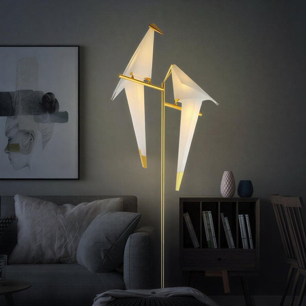 Contemporary Lamp With Magnetic Origami Bird Sculpture