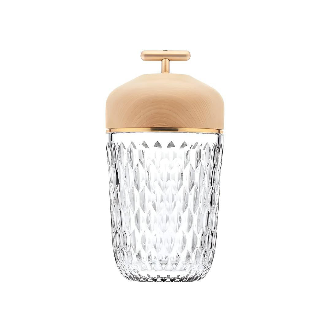 Cordless Bedside Table Lamp With Faceted Crystal Shade and Decorative Glow