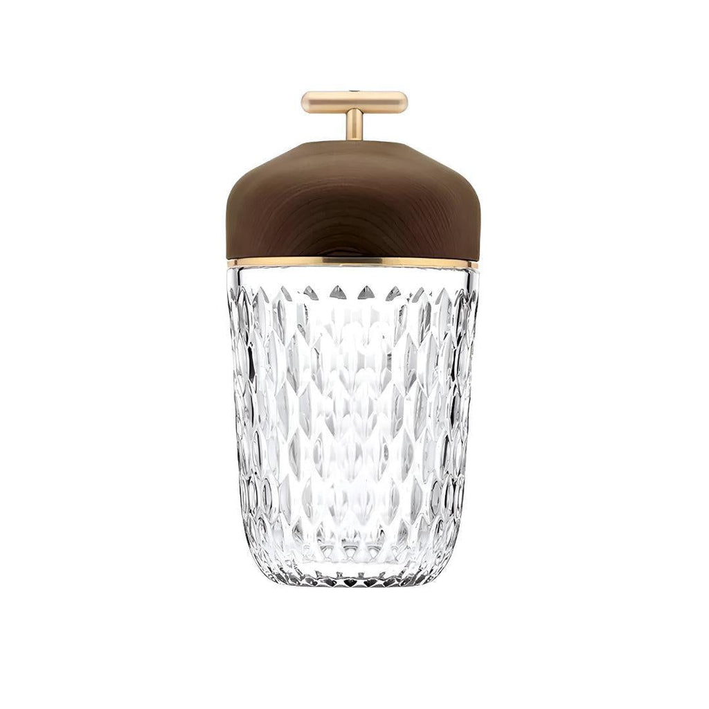 Cordless Bedside Table Lamp With Faceted Crystal Shade and Decorative Glow