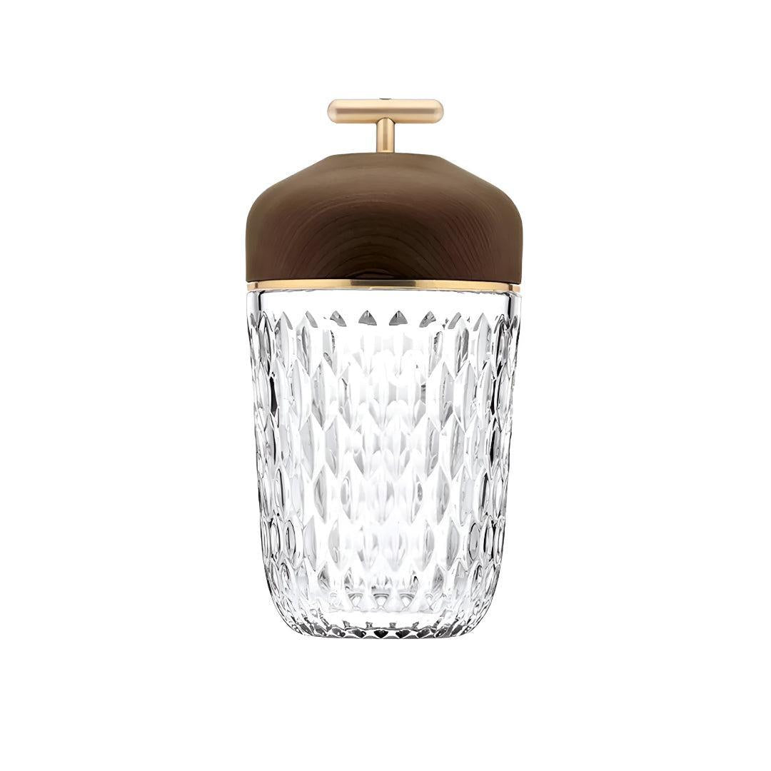 Cordless Bedside Table Lamp With Faceted Crystal Shade and Decorative Glow