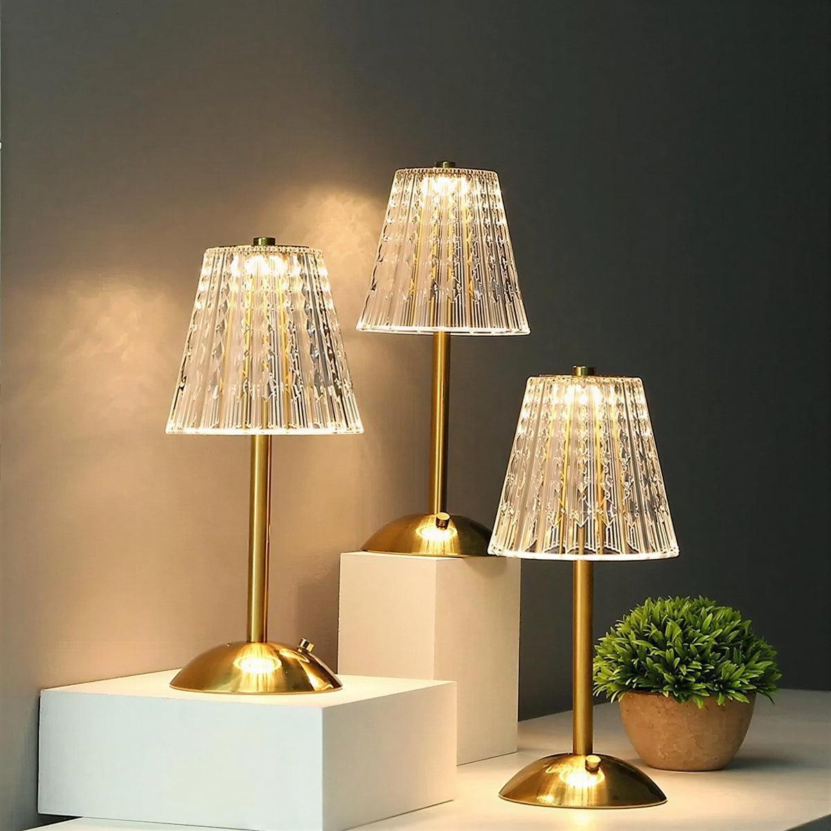 Cordless Crystal Styled Table Lamp With Battery Powered Illumination