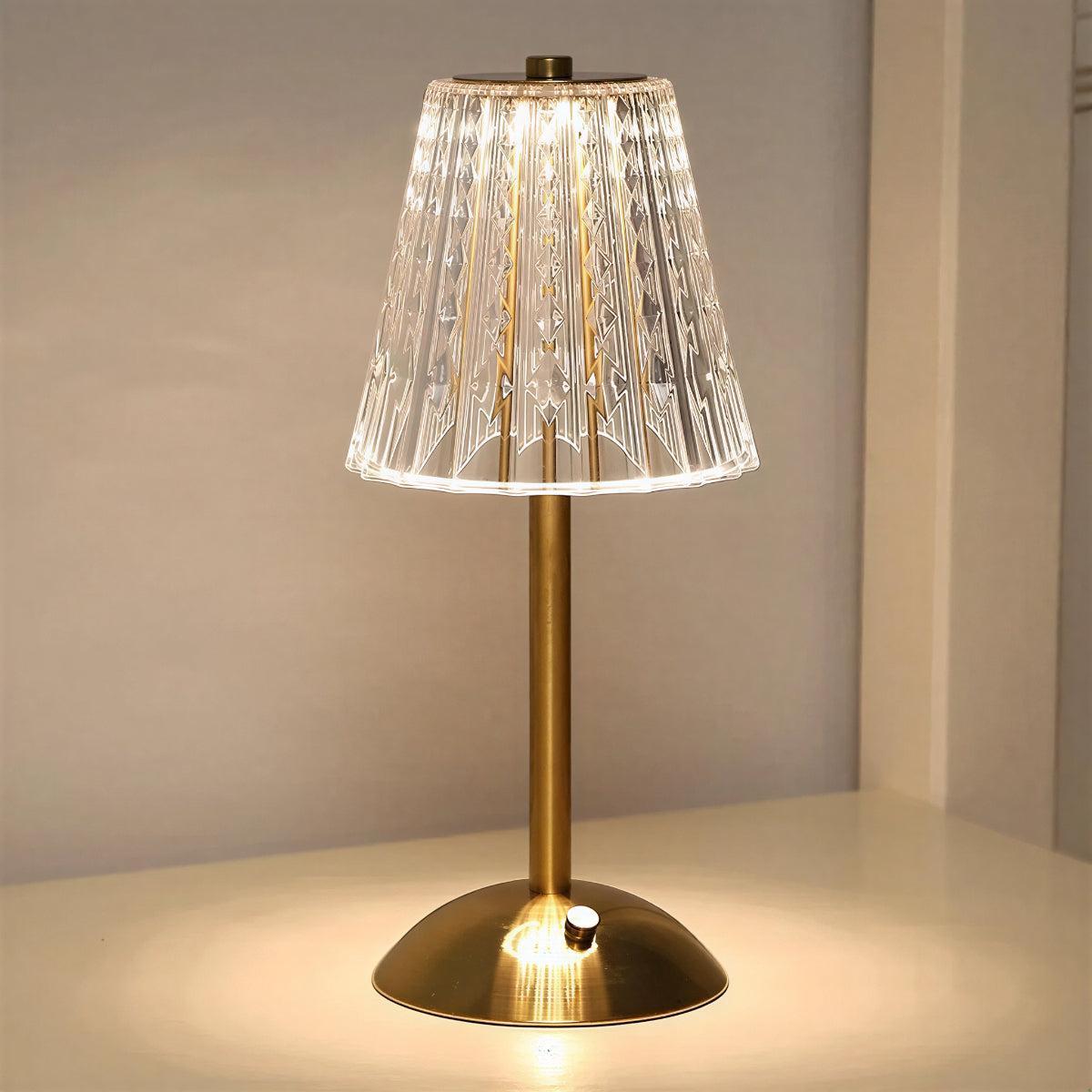 Cordless Crystal Styled Table Lamp With Battery Powered Illumination