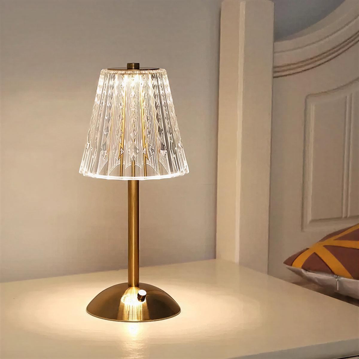 Cordless Crystal Styled Table Lamp With Battery Powered Illumination