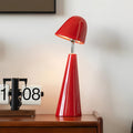 Cordless Tableside Lamp With Retro Adjustable Dome Shade and Sculptural Base