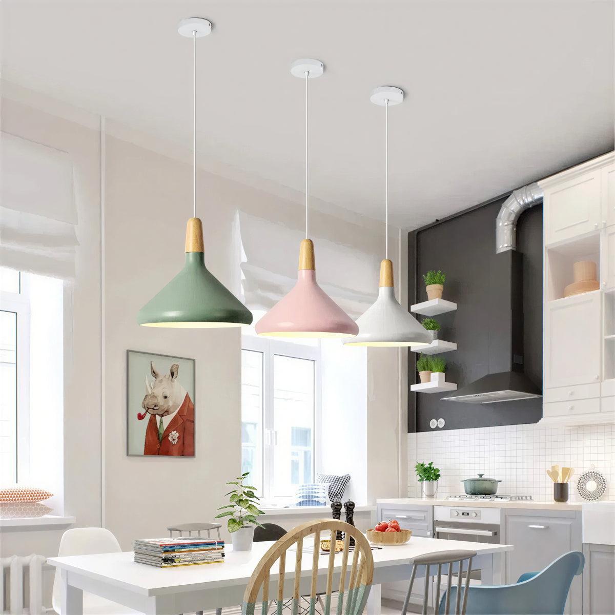 Creative Wooden Nordic Hanging Pendant Light Fixture For Kitchen Island And Dining Room Lighting