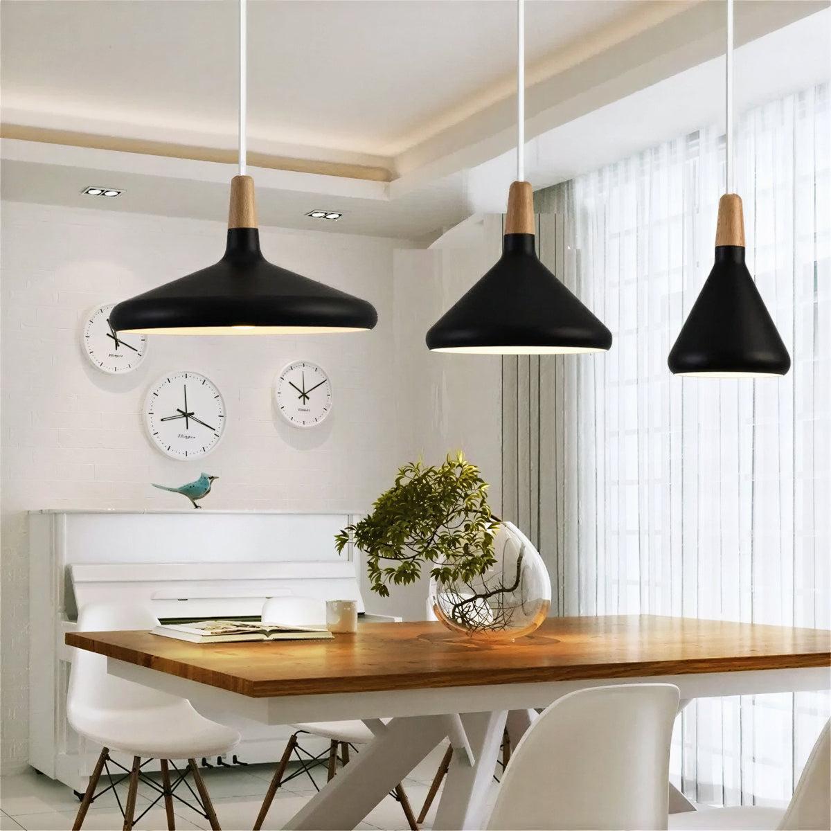 Creative Wooden Nordic Hanging Pendant Light Fixture For Kitchen Island And Dining Room Lighting