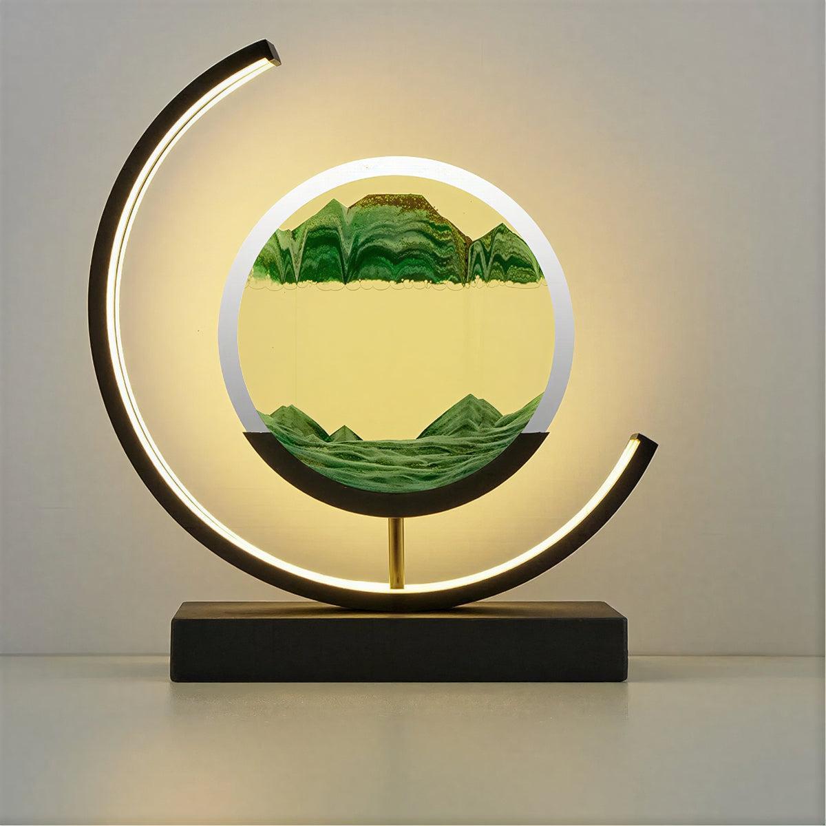 Crescent Shaped Table Lamp With Dynamic Moving Sand Art