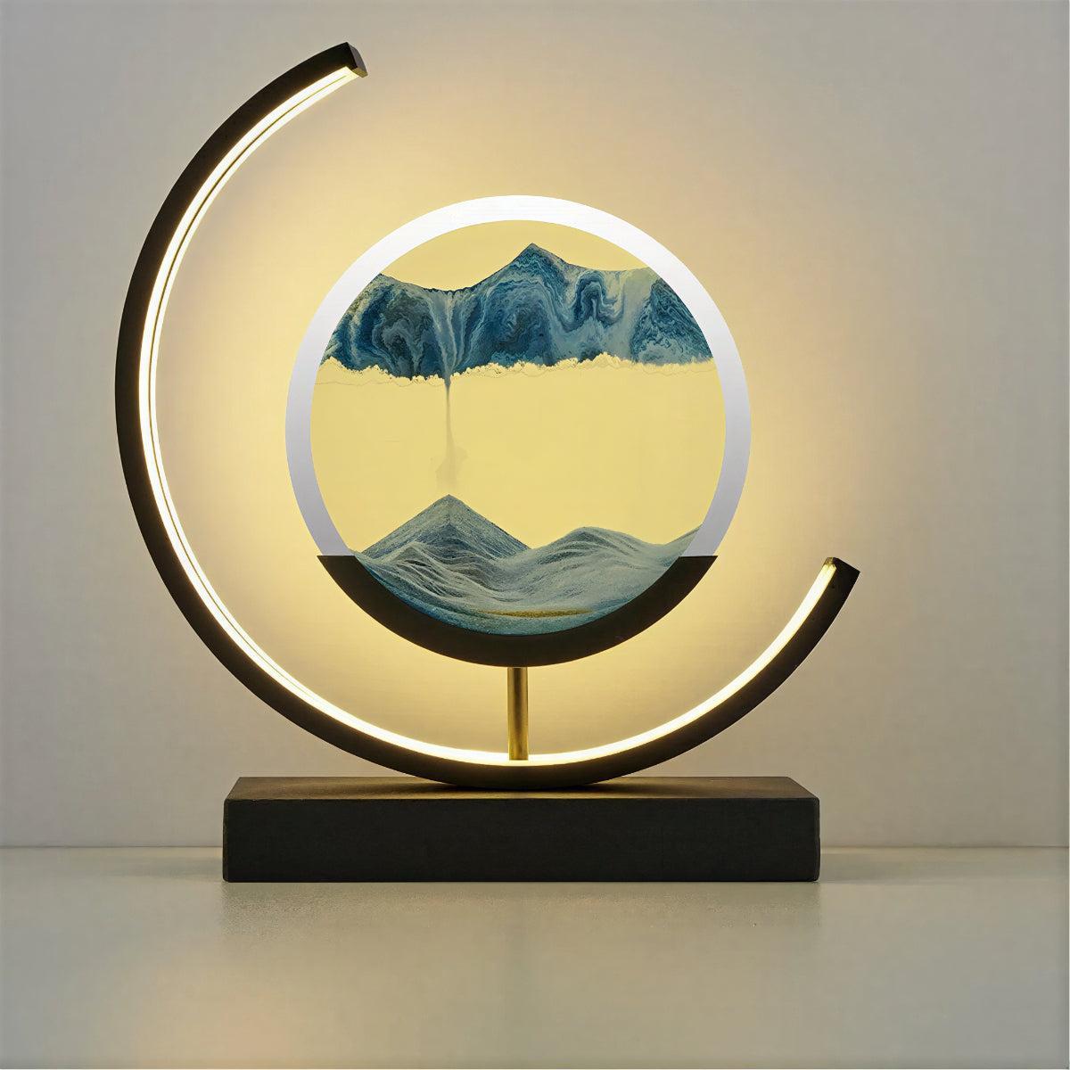 Crescent Shaped Table Lamp With Dynamic Moving Sand Art