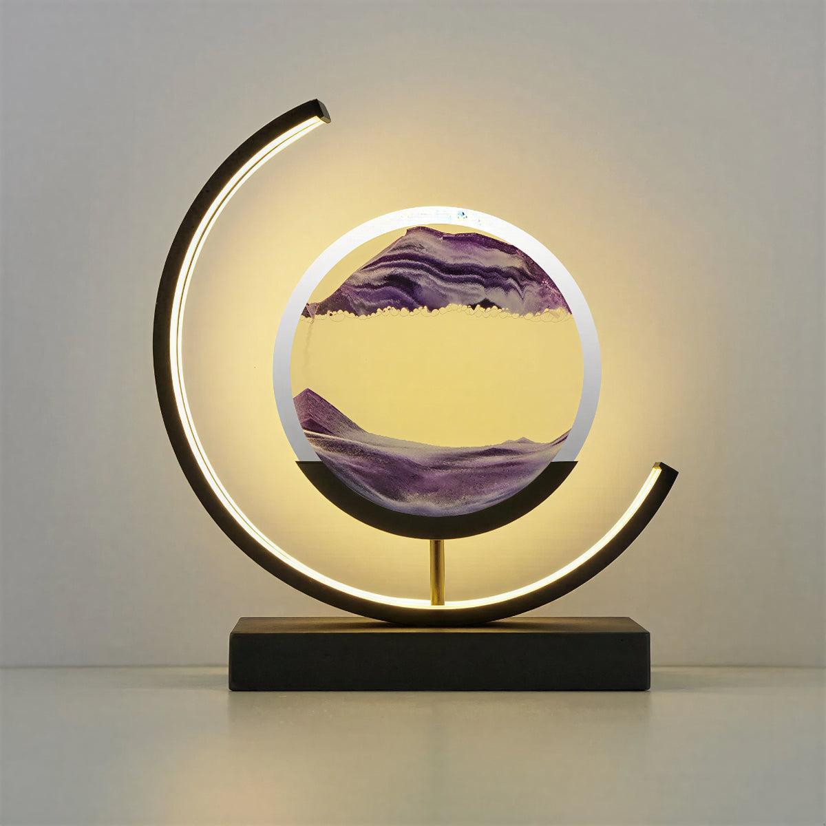 Crescent Shaped Table Lamp With Dynamic Moving Sand Art