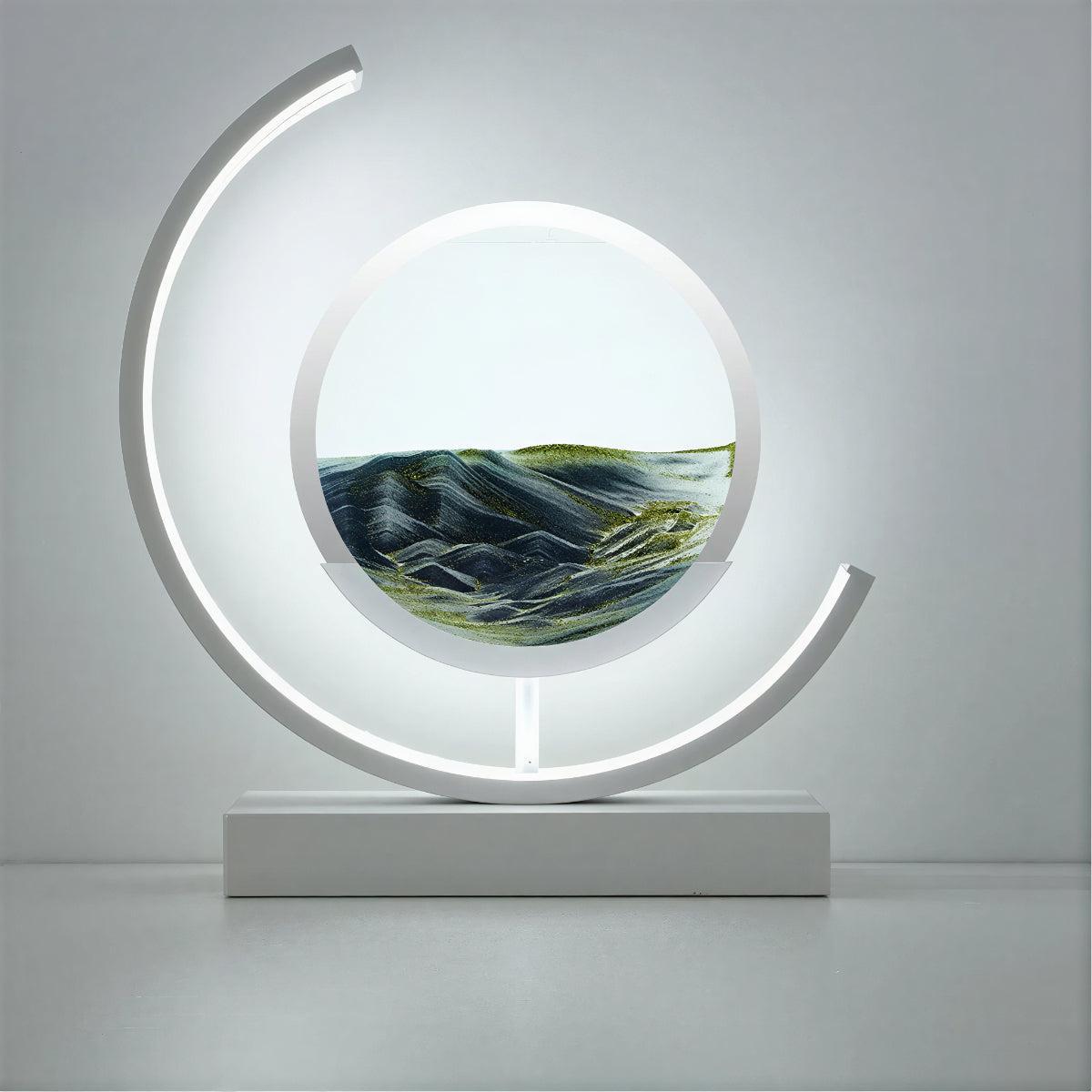 Crescent Shaped Table Lamp With Dynamic Moving Sand Art
