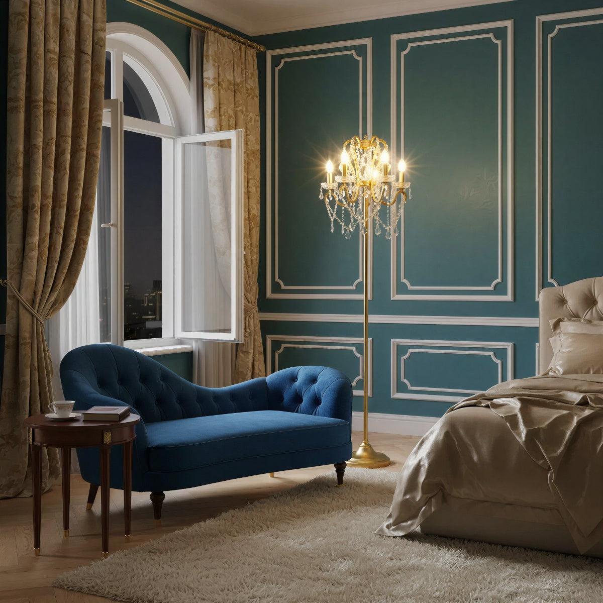 Crystal Floor Lamp For Living Room With Ornate Design