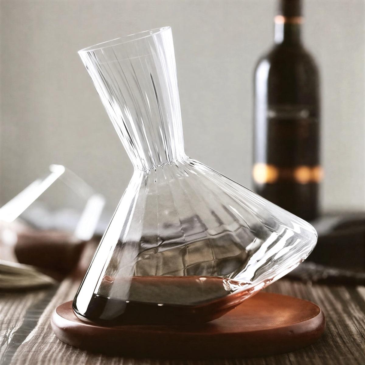 Crystal Glass Wine Decanter With Rotating Aerator Carafe