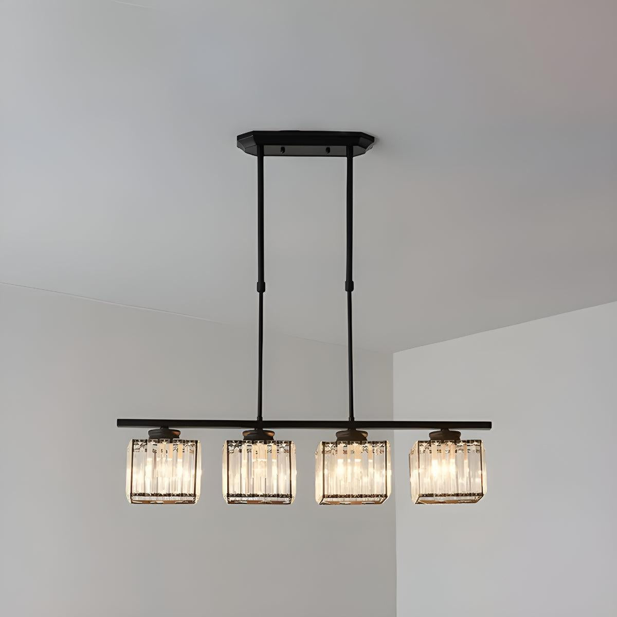 Crystal Pendant Chandelier With Sculptured Glass Shades for Island Lighting