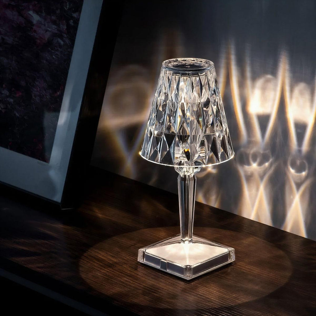Crystal Styled Portable Rechargeable Cordless Table Lamp With Touch Dimmer Lighting Control