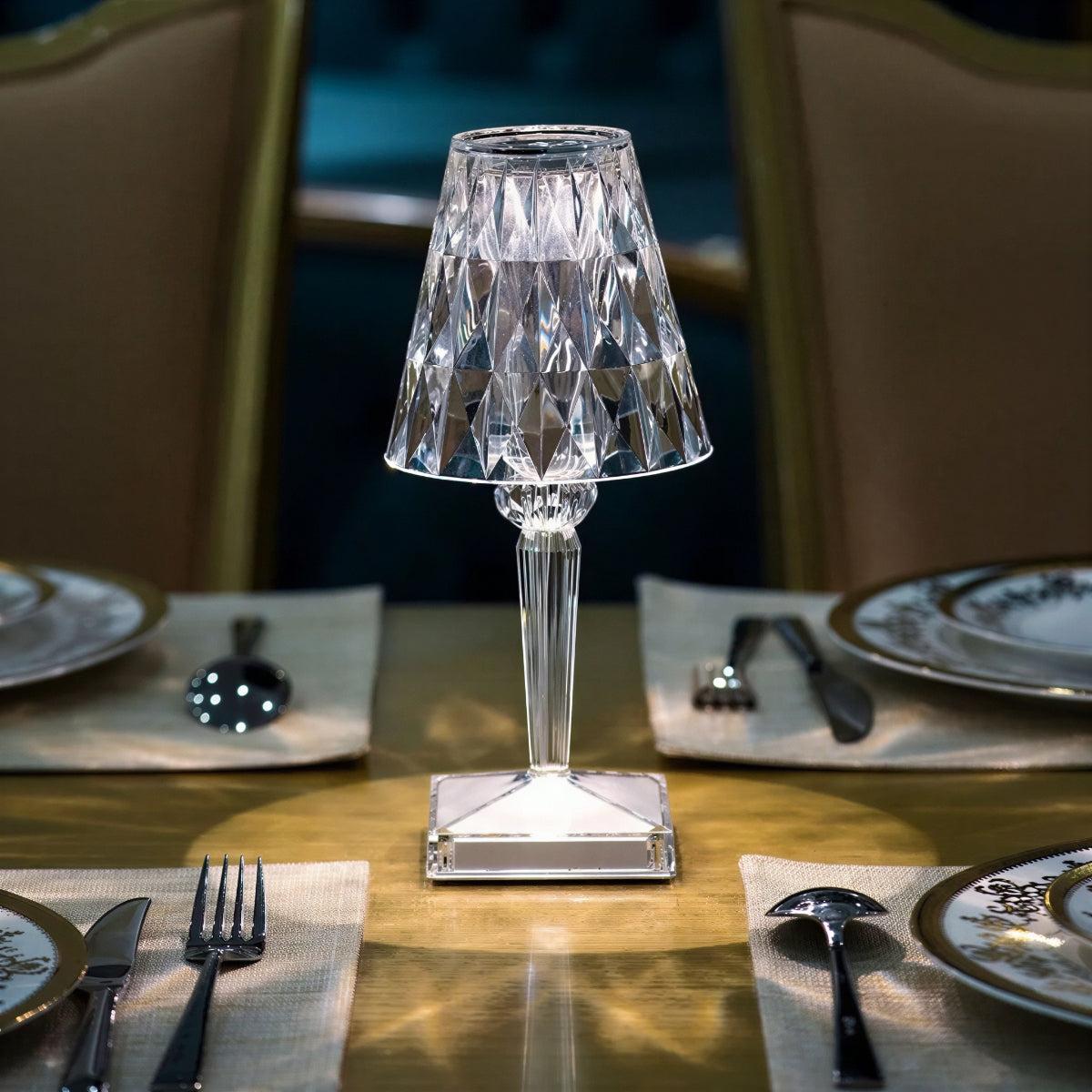 Crystal Styled Portable Rechargeable Cordless Table Lamp With Touch Dimmer Lighting Control