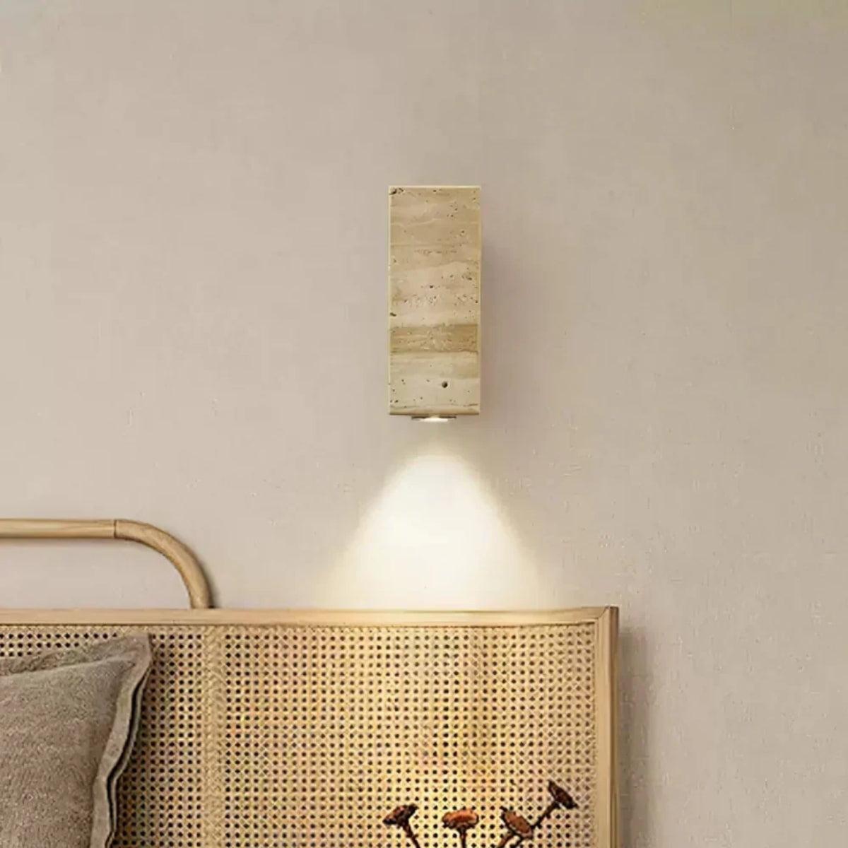 Cylindrical Column Stone Wall Sconce With Integrated LED Lighting