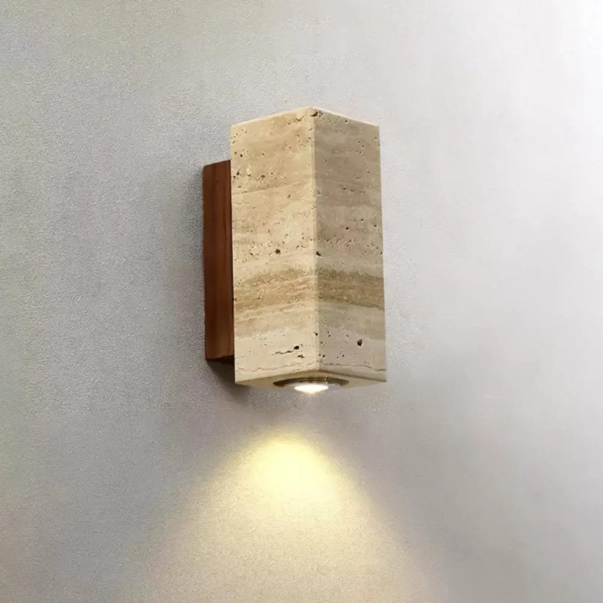Cylindrical Column Stone Wall Sconce With Integrated LED Lighting