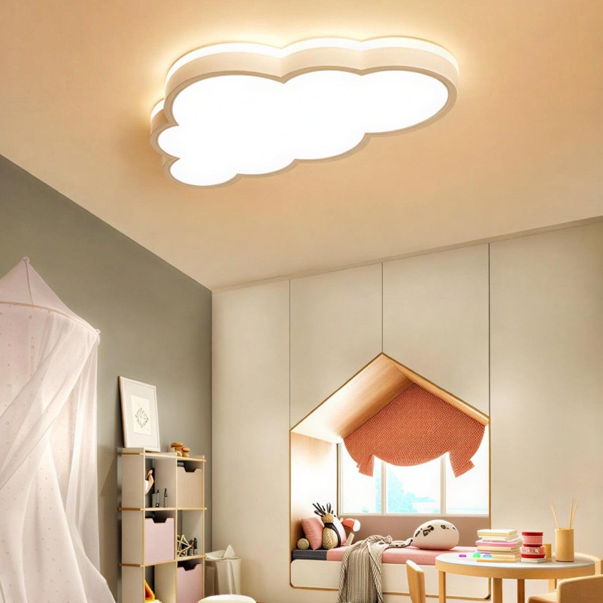 Decorative Cloud Shaped Flush Mount Ceiling Light Fixture With Dimmable Glow