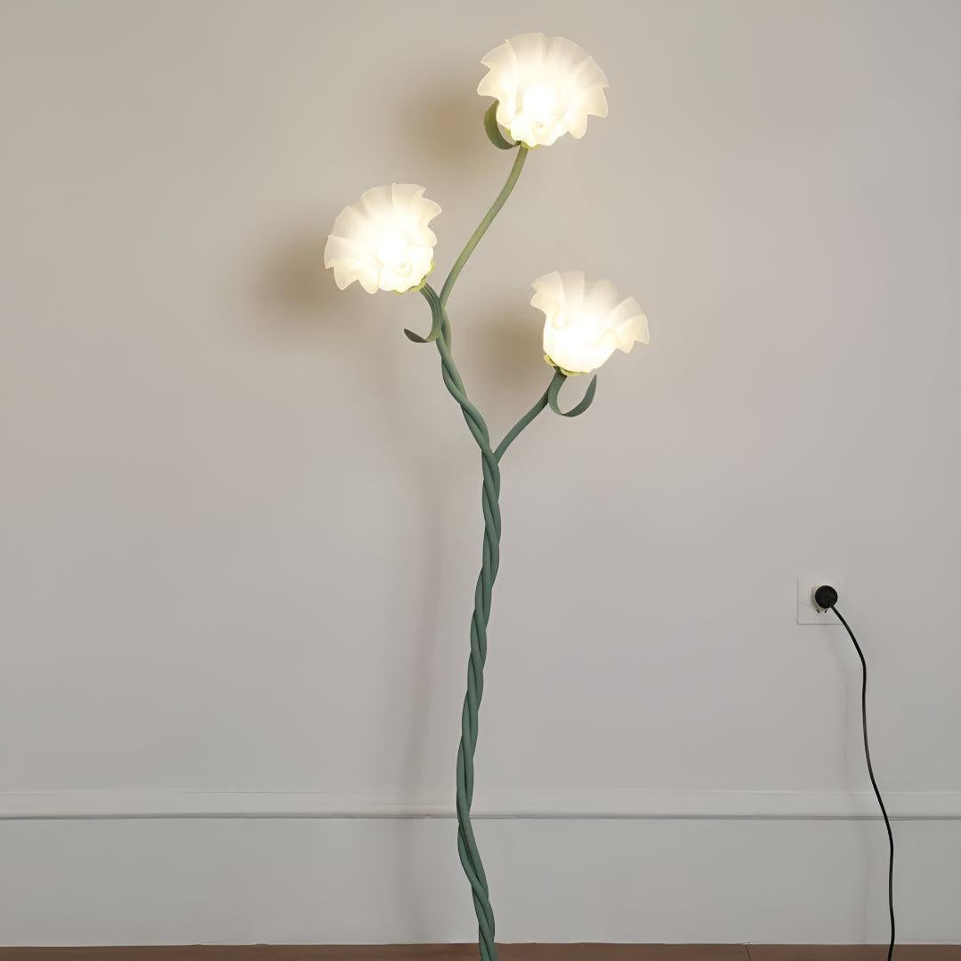 Decorative Flower Standing Floor Lamp With Floral Light Fixture Heads