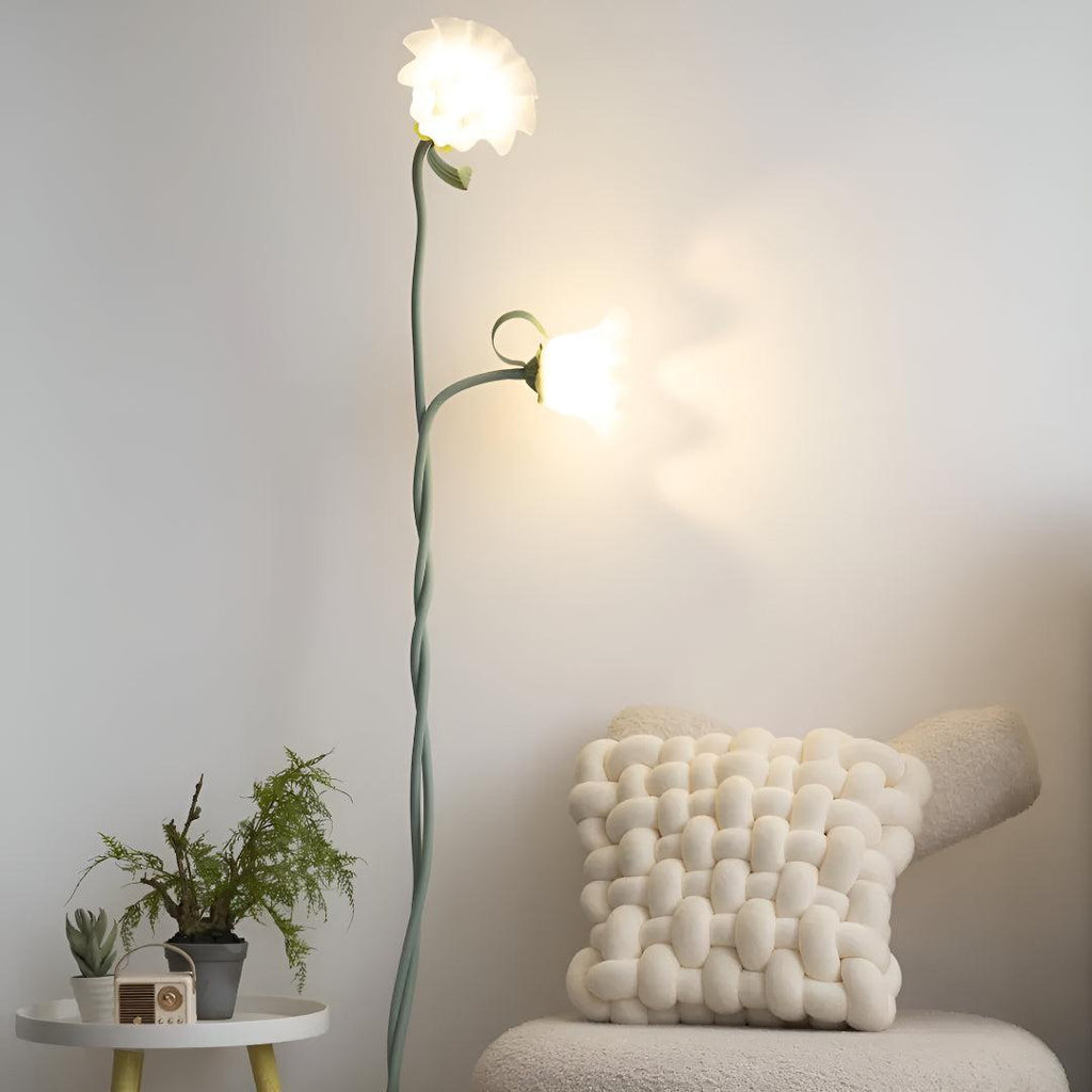 Decorative Flower Standing Floor Lamp With Floral Light Fixture Heads