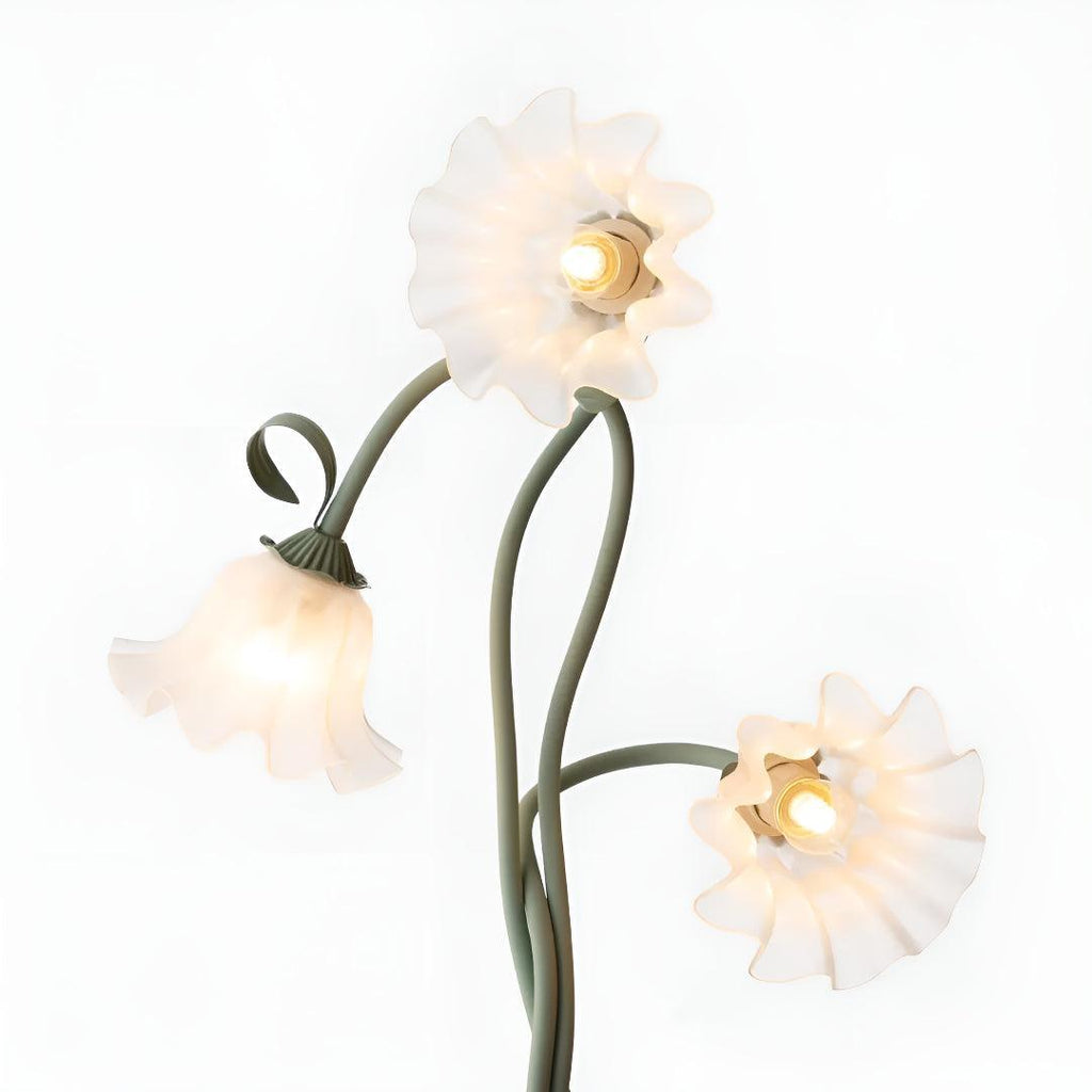 Decorative Flower Standing Floor Lamp With Floral Light Fixture Heads