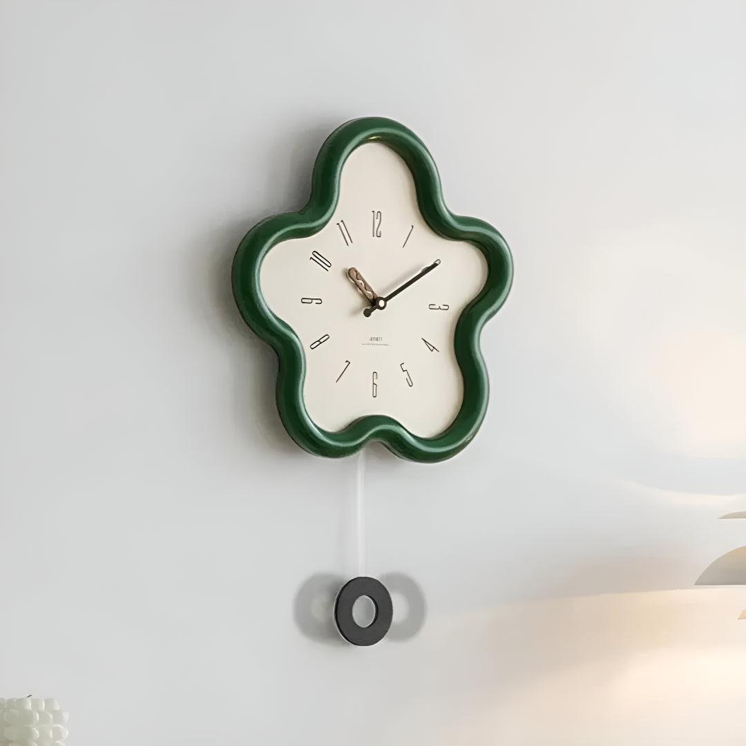 Decorative Flower Styled Pendulum Wall Clock With Silent Design