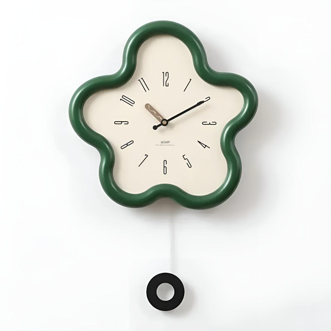 Decorative Flower Styled Pendulum Wall Clock With Silent Design