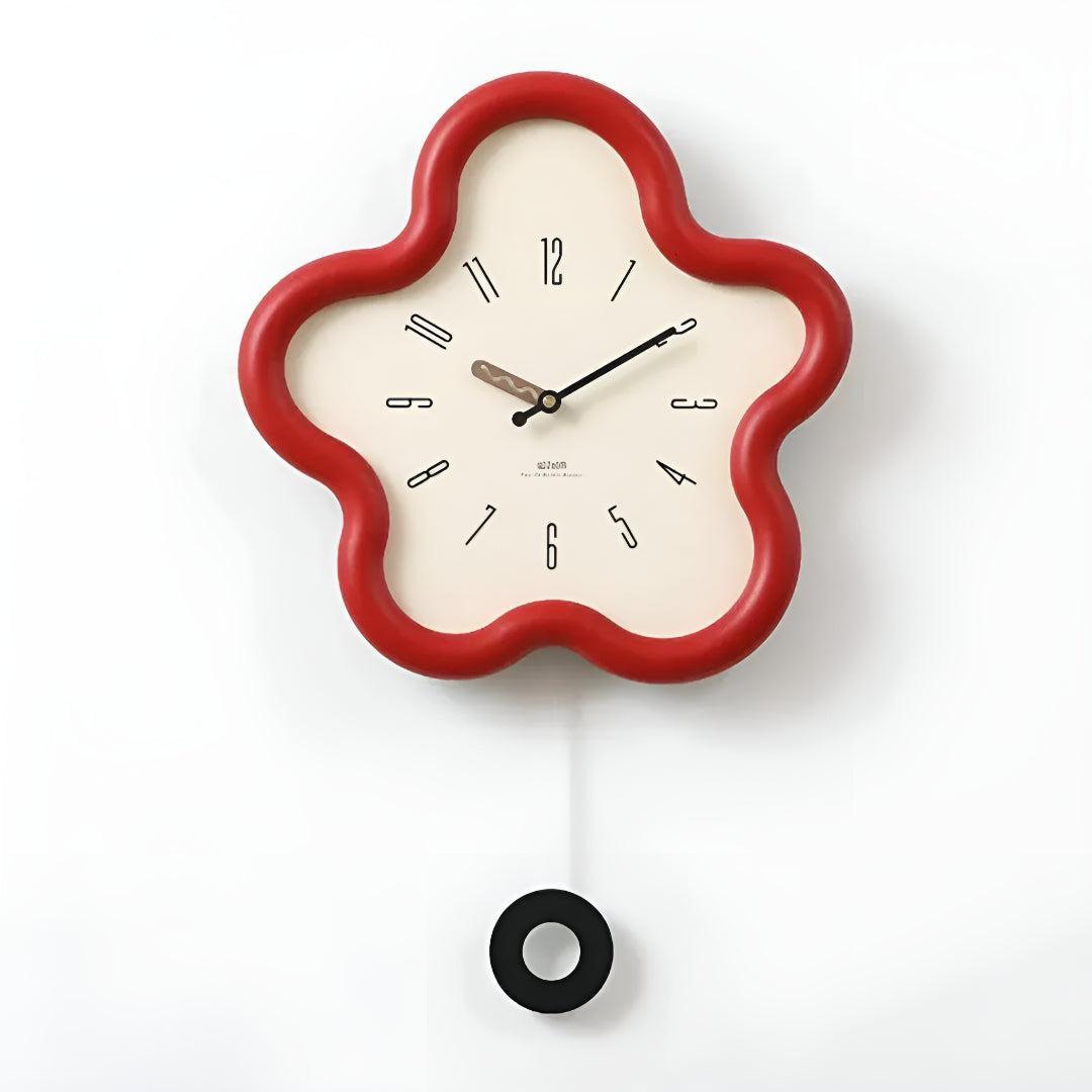 Decorative Flower Styled Pendulum Wall Clock With Silent Design