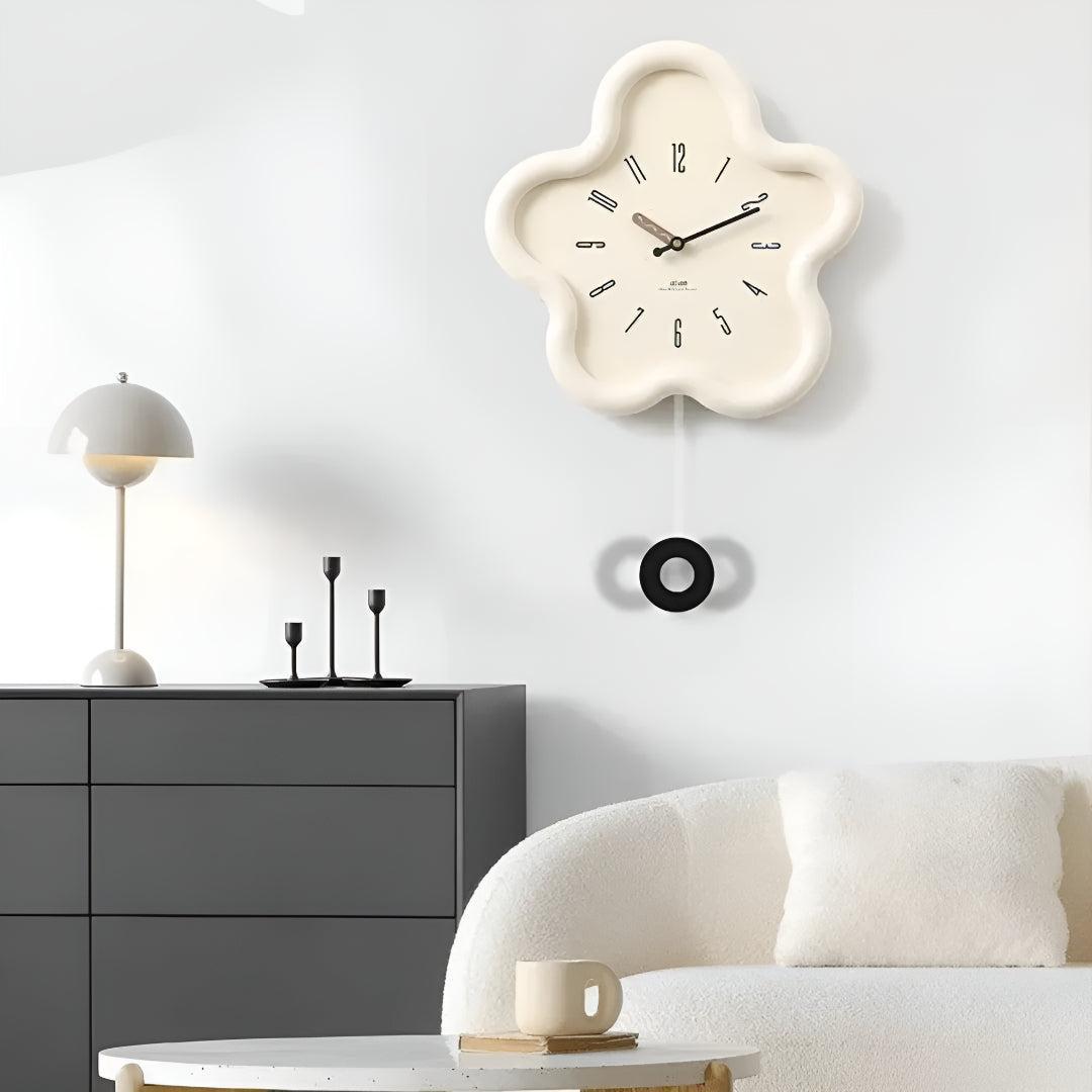 Decorative Flower Styled Pendulum Wall Clock With Silent Design
